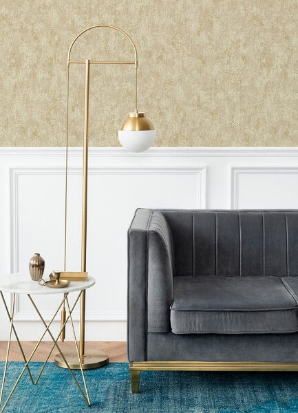 Haliya Champagne Metallic Plaster Wallpaper