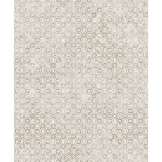 Khauta Silver Floral Geometric Wallpaper