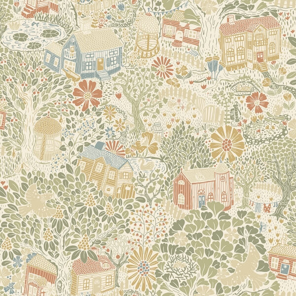 Bygga Bo Neutral Woodland Village Wallpaper