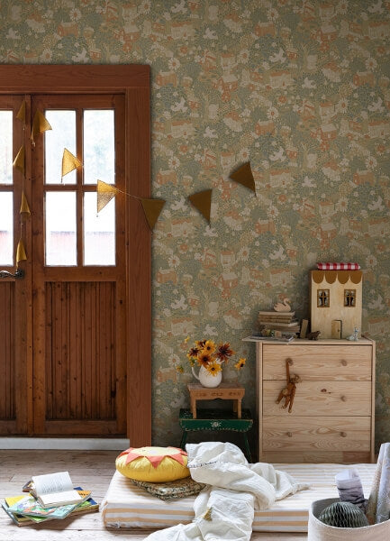 Bygga Bo Butter Woodland Village Wallpaper