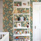 Drömma Teal Songbirds and Sunflowers Wallpaper