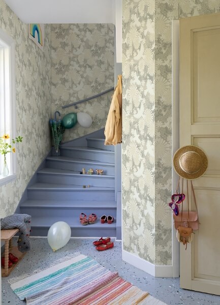 Drömma Light Grey Songbirds and Sunflowers Wallpaper