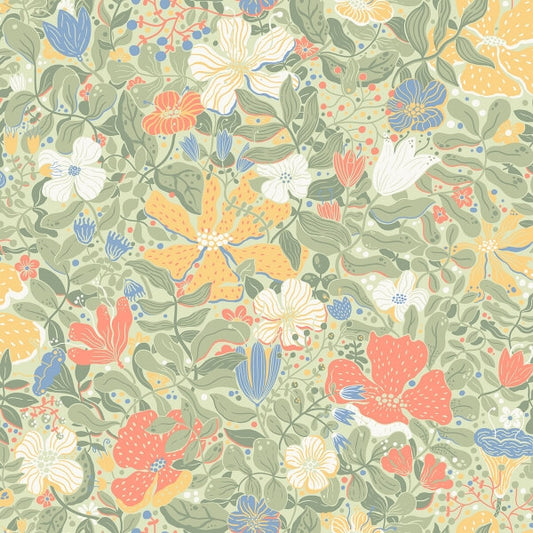 Midsommar Sage Floral Medley Wallpaper