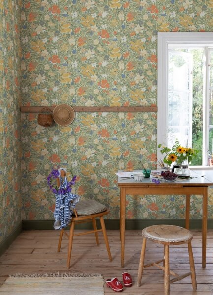 Midsommar Sage Floral Medley Wallpaper