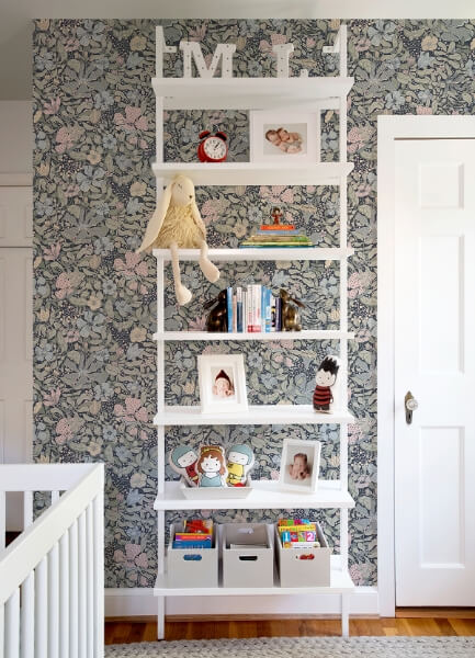 Midsommar Dark Blue Floral Medley Wallpaper