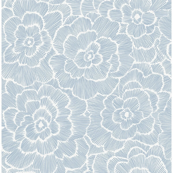 Periwinkle Blue Textured Floral Wallpaper