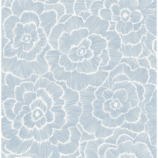 Periwinkle Blue Textured Floral Wallpaper