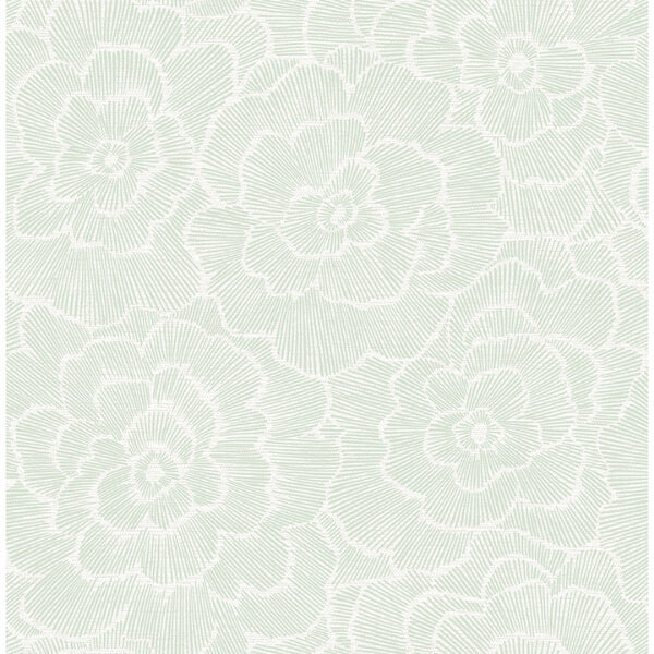 Periwinkle Light Green Textured Floral Wallpaper