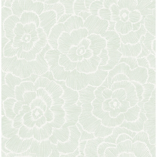 Periwinkle Light Green Textured Floral Wallpaper