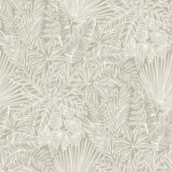 Vita Light Brown Botanical Wallpaper
