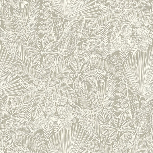 Vita Light Brown Botanical Wallpaper