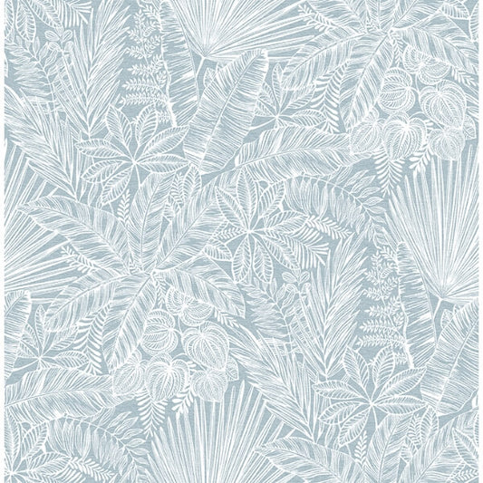 Vita Blue Botanical Wallpaper