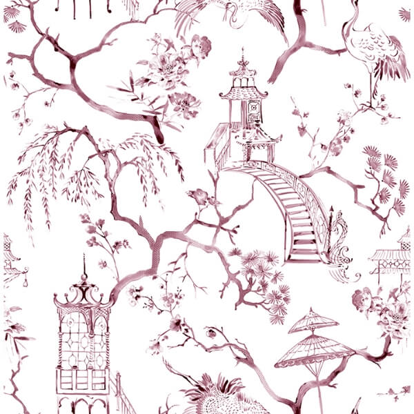 Serena Plum Chinoiserie Wallpaper