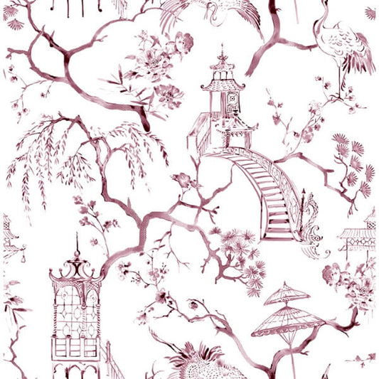 Serena Plum Chinoiserie Wallpaper