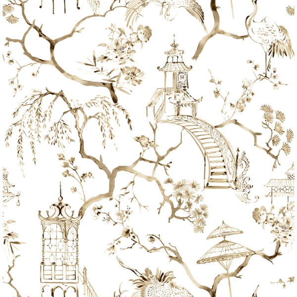 Serena Coffee Chinoiserie Wallpaper