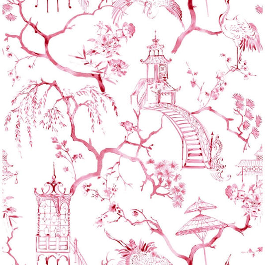 Serena Raspberry Chinoiserie Wallpaper
