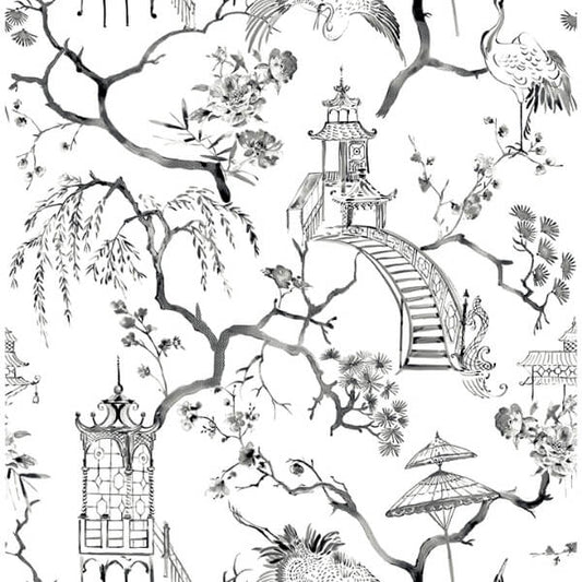 Serena Charcoal Chinoiserie Wallpaper