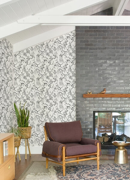 Serena Charcoal Chinoiserie Wallpaper