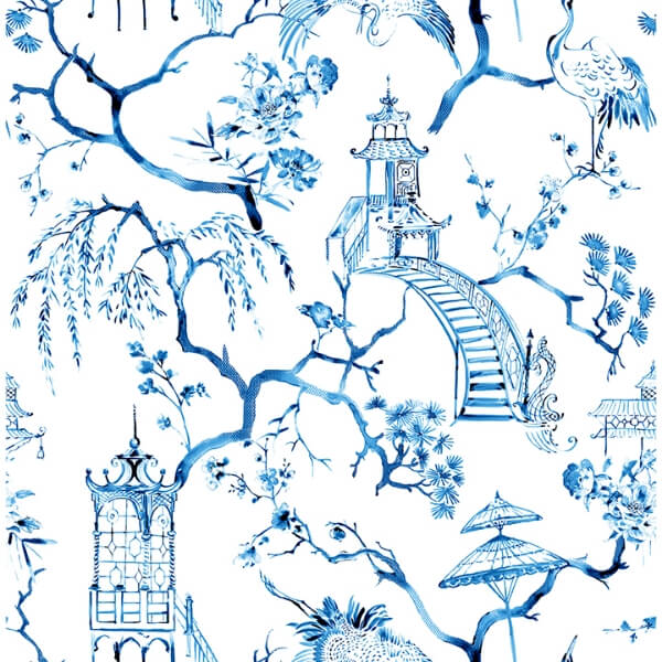 Serena Blue Chinoiserie Wallpaper