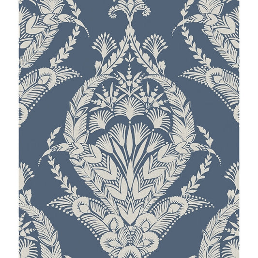 Arlie Indigo Botanical Damask Wallpaper