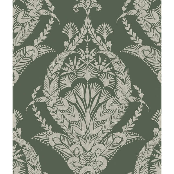 Arlie Evergreen Botanical Damask Wallpaper