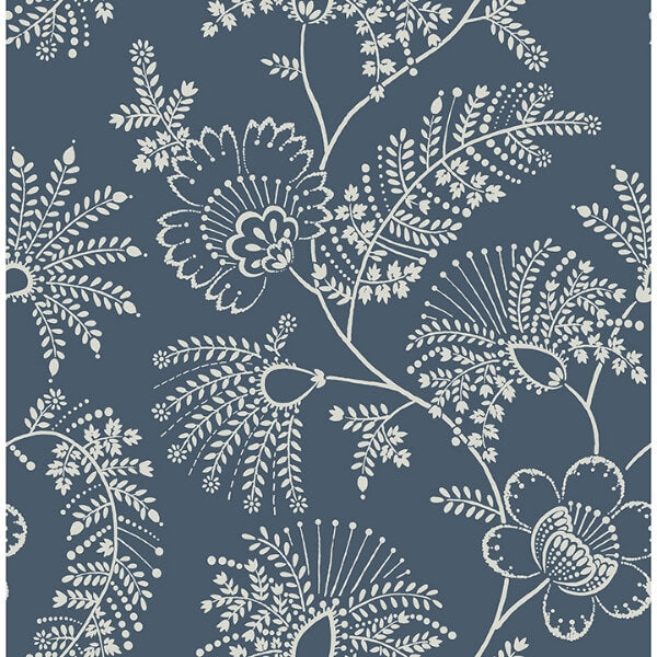 Maeve Dark Blue Jacobean Trail Wallpaper