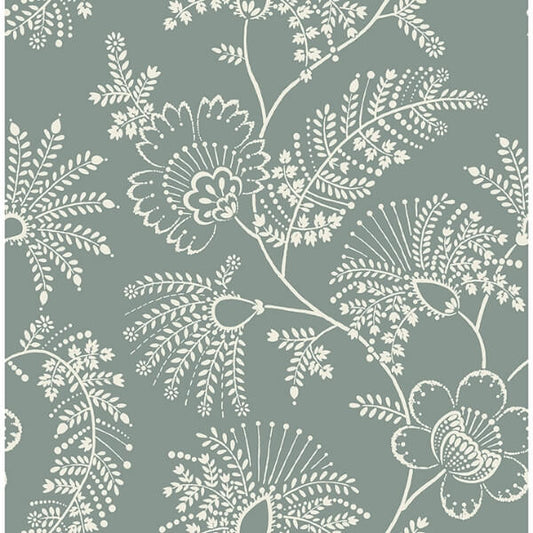 Maeve Sea Green Jacobean Trail Wallpaper