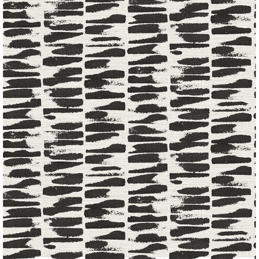 Myrtle Black Abstract Stripe Wallpaper