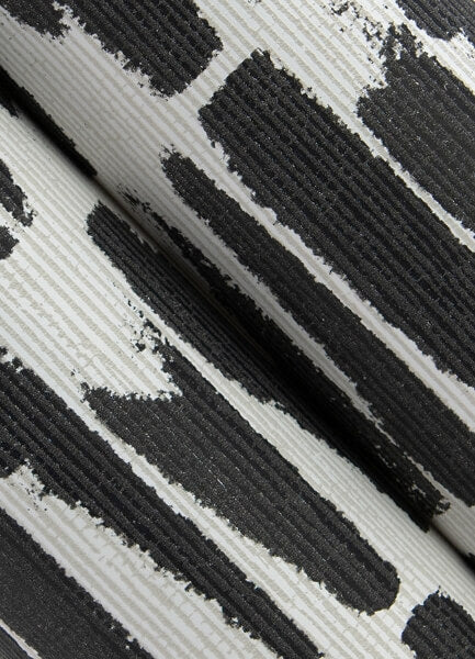 Myrtle Black Abstract Stripe Wallpaper