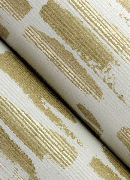 Myrtle Gold Abstract Stripe Wallpaper