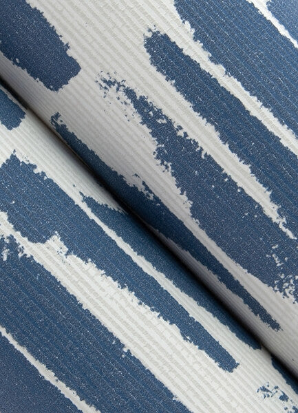 Myrtle Indigo Abstract Stripe Wallpaper