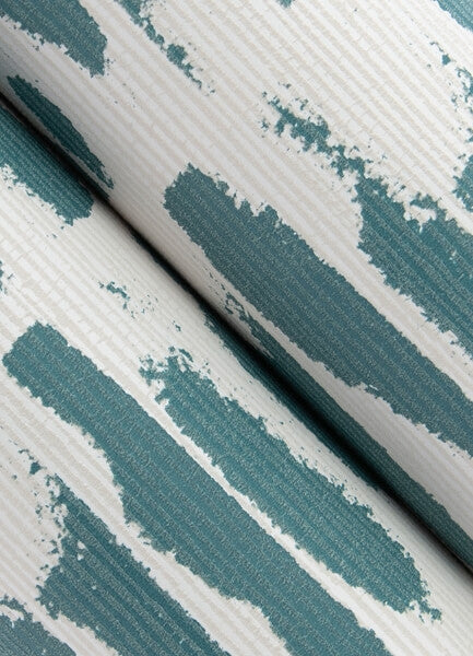 Myrtle Sea Green Abstract Stripe Wallpaper