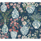 Harper Teal Floral Vase Wallpaper