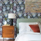 Harper Charcoal Floral Vase Wallpaper