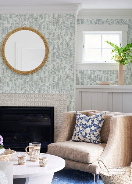 Ramble Blue Geometric Wallpaper