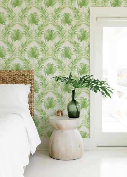 Calla Green Painted Palm Wallpaper