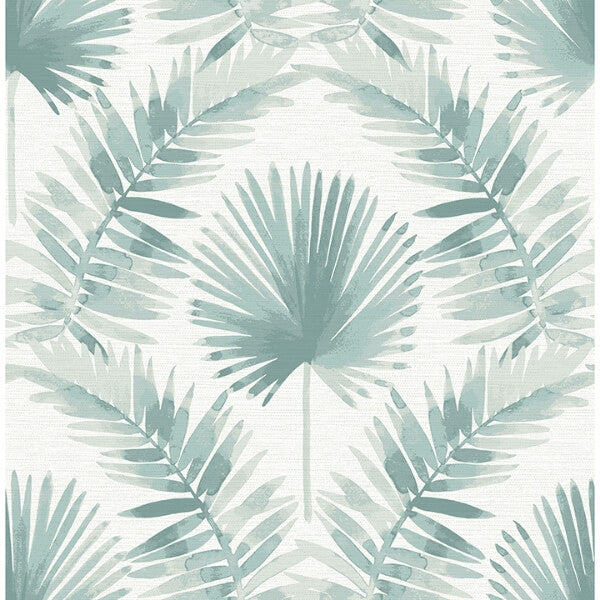 Calla Teal Painted Palm Wallpaper