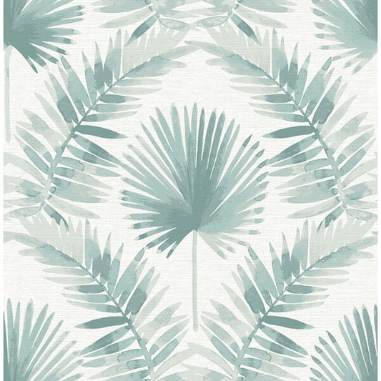 Calla Teal Painted Palm Wallpaper