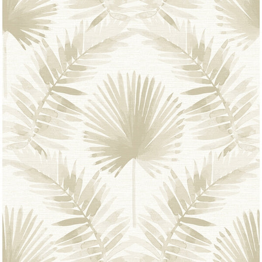 Calla Taupe Painted Palm Wallpaper