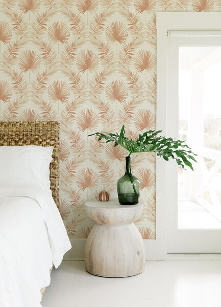 Calla Rust Painted Palm Wallpaper