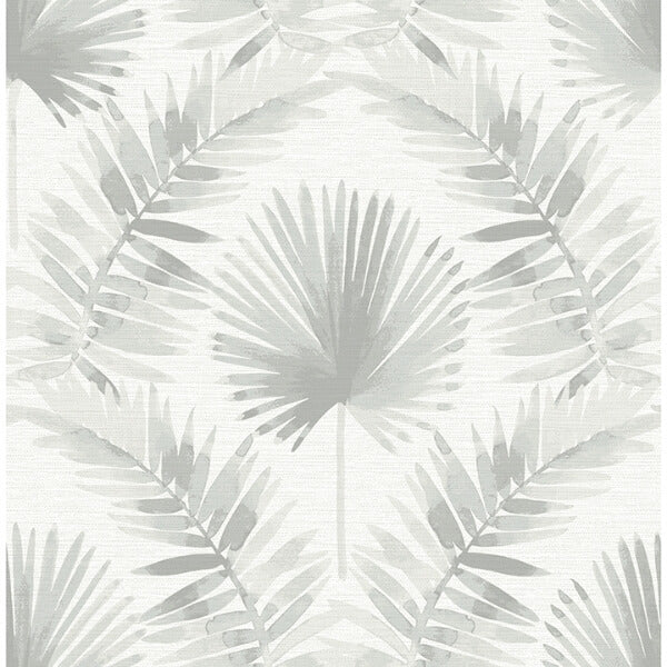 Calla Grey Painted Palm Wallpaper