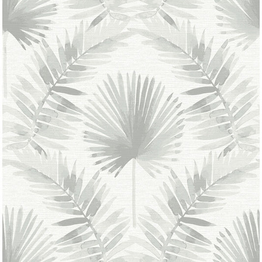 Calla Grey Painted Palm Wallpaper