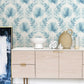 Calla Blue Painted Palm Wallpaper