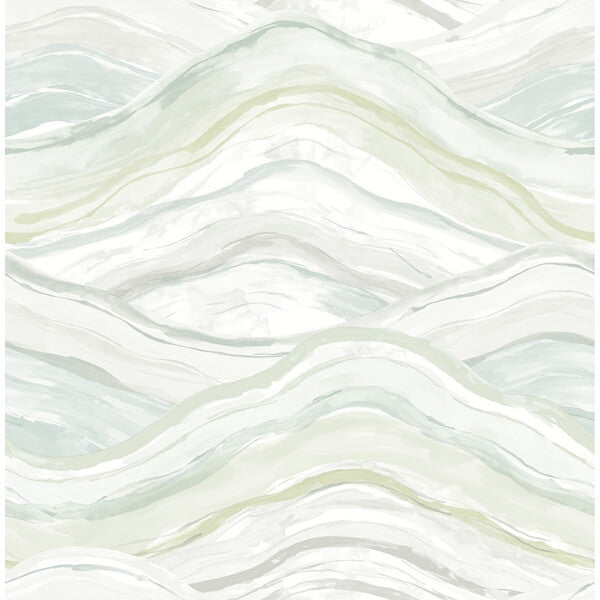Dorea Sea Green Striated Waves Wallpaper
