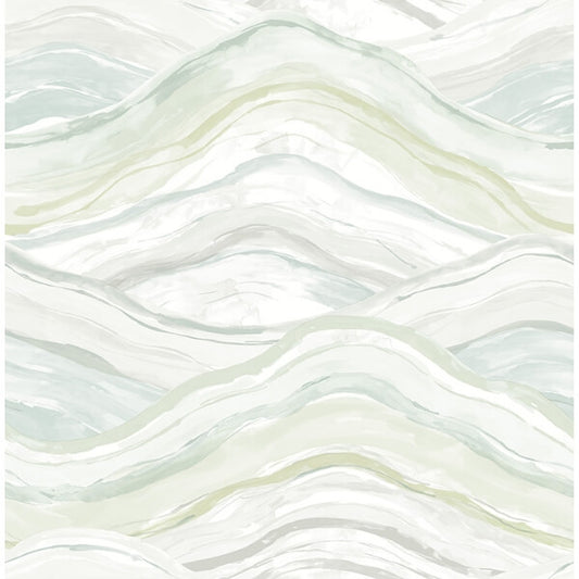 Dorea Sea Green Striated Waves Wallpaper