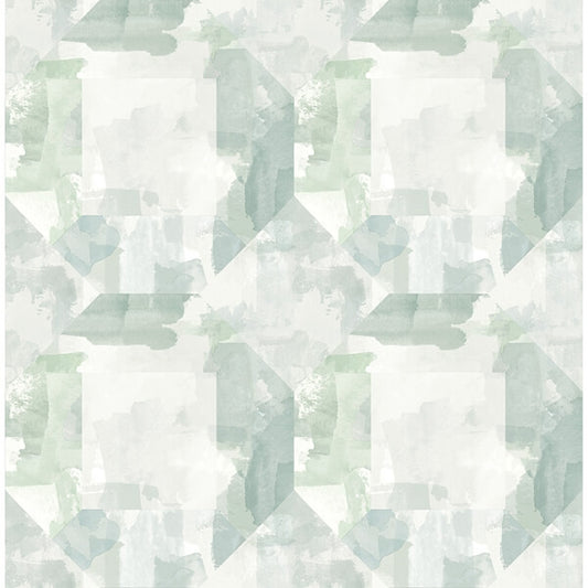 Perrin Sea Green Gem Geometric Wallpaper