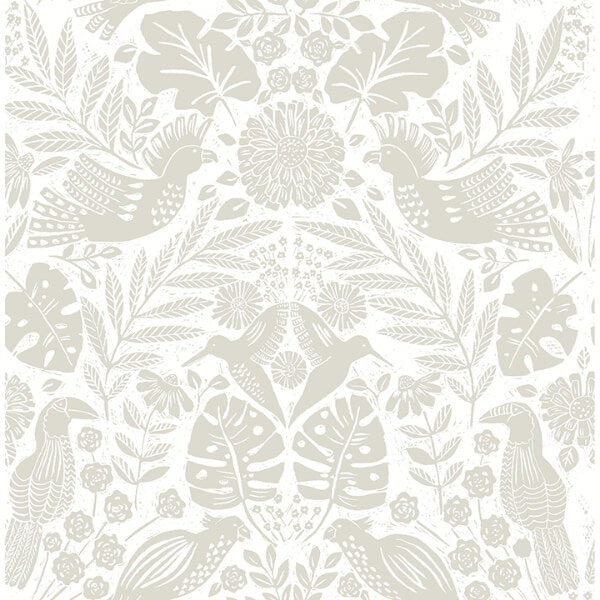 Nestle Dove Bird Block Print Wallpaper