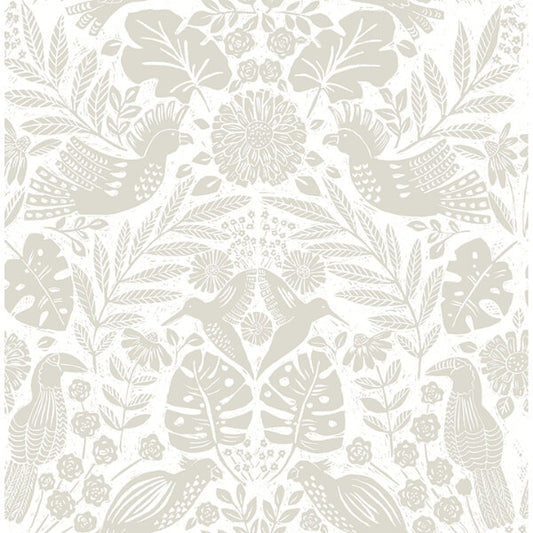 Nestle Dove Bird Block Print Wallpaper