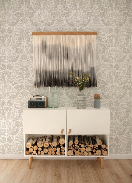 Nestle Dove Bird Block Print Wallpaper
