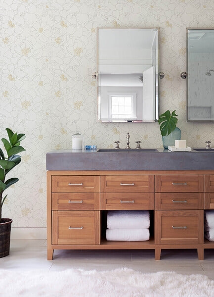 Gardena White Embroidered Floral Wallpaper